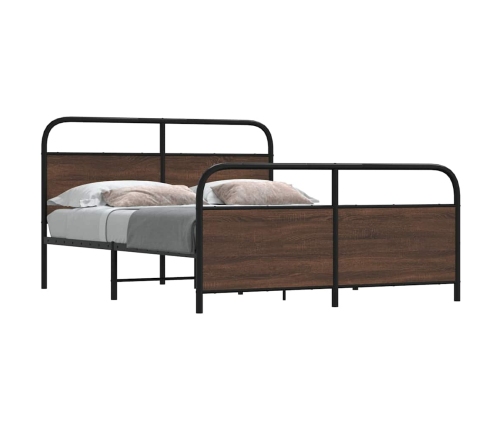 Estructura de cama sin colchón metal marrón roble 160x200 cm
