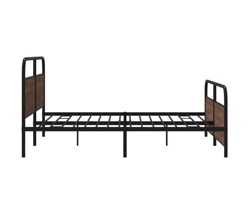 Estructura de cama sin colchón metal roble marrón 180x200 cm