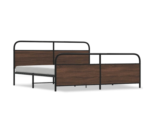 Estructura de cama sin colchón metal roble marrón 183x213 cm