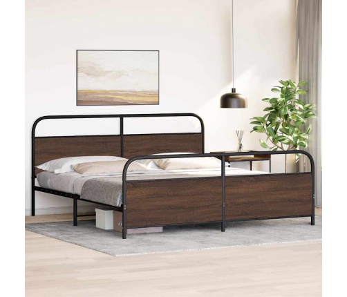 Estructura de cama sin colchón metal roble marrón 183x213 cm