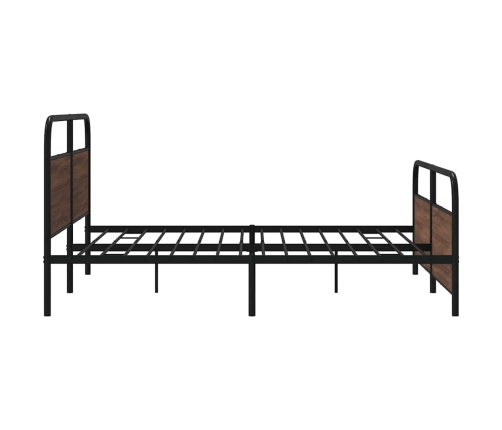 Estructura de cama sin colchón metal roble marrón 183x213 cm