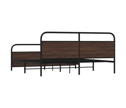 Estructura de cama sin colchón metal roble marrón 183x213 cm