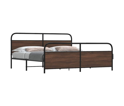 Estructura de cama sin colchón metal roble marrón 183x213 cm