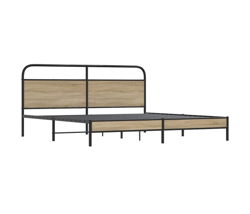 Estructura de cama sin colchón metal roble ahumado 193x203 cm