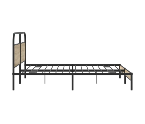 Estructura de cama sin colchón metal roble ahumado 193x203 cm