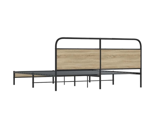 Estructura de cama sin colchón metal roble ahumado 193x203 cm