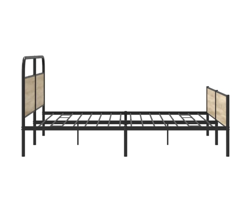 Estructura de cama sin colchón metal roble ahumado 193x203 cm