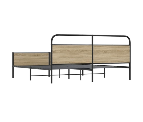 Estructura de cama sin colchón metal roble ahumado 193x203 cm