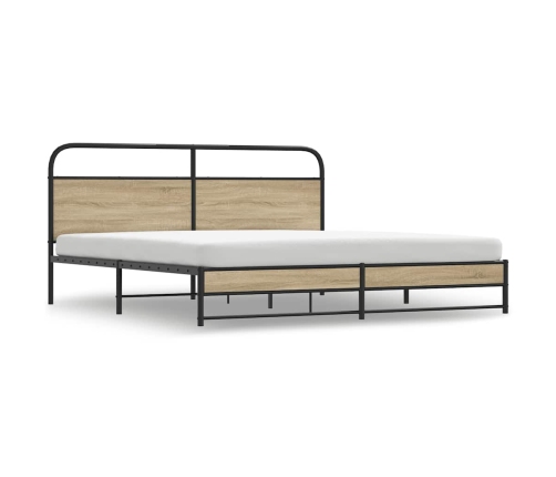 Estructura de cama sin colchón metal roble ahumado 183x213 cm