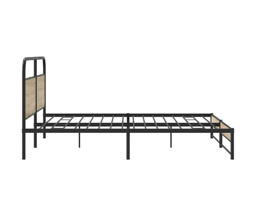 Estructura de cama sin colchón metal roble ahumado 183x213 cm