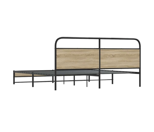 Estructura de cama sin colchón metal roble ahumado 183x213 cm