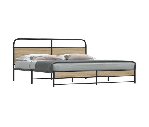 Estructura de cama sin colchón metal roble ahumado 183x213 cm