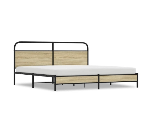 Estructura de cama sin colchón metal roble Sonoma 183x213 cm