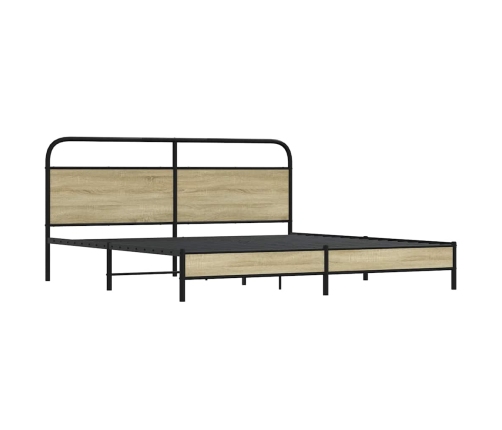 Estructura de cama sin colchón metal roble Sonoma 183x213 cm