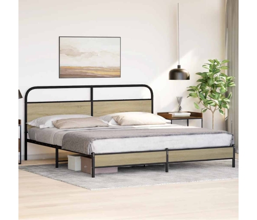 Estructura de cama sin colchón metal roble Sonoma 183x213 cm