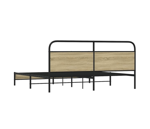 Estructura de cama sin colchón metal roble Sonoma 183x213 cm