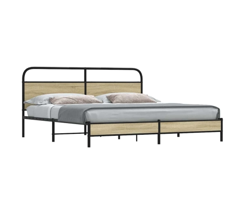 Estructura de cama sin colchón metal roble Sonoma 183x213 cm