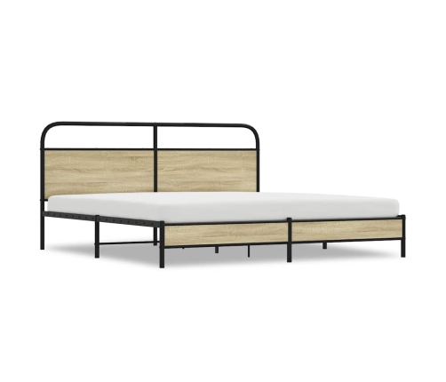 Estructura de cama sin colchón metal roble Sonoma 193x203 cm