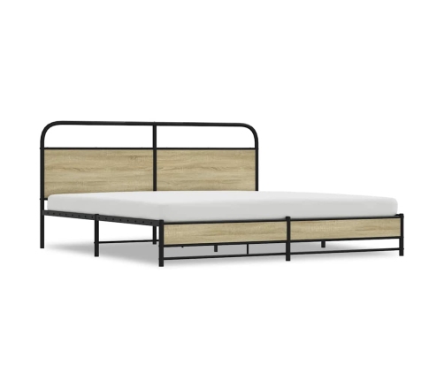 Estructura de cama sin colchón metal roble Sonoma 193x203 cm