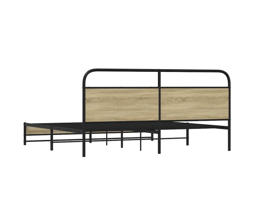 Estructura de cama sin colchón metal roble Sonoma 193x203 cm