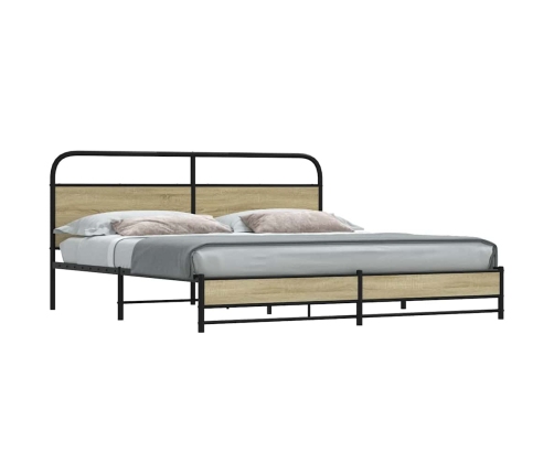 Estructura de cama sin colchón metal roble Sonoma 193x203 cm