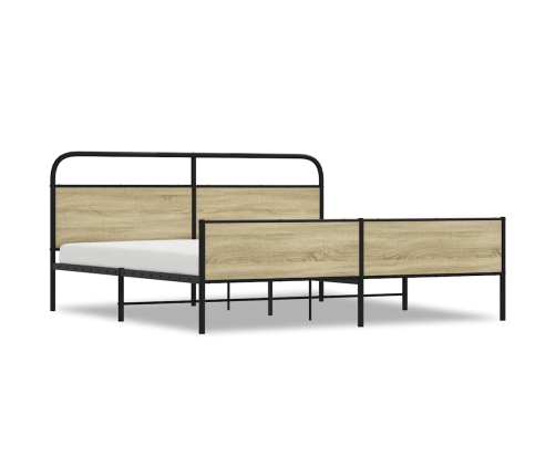 Estructura de cama sin colchón metal roble Sonoma 183x213 cm