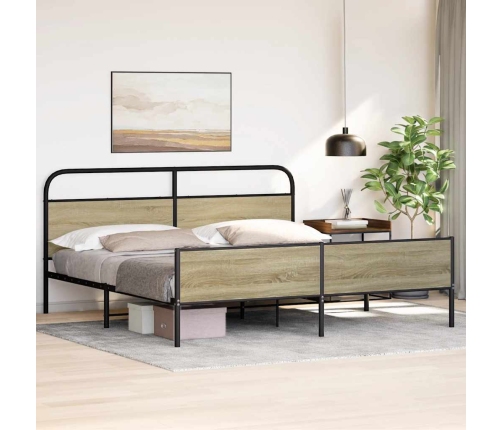 Estructura de cama sin colchón metal roble Sonoma 183x213 cm