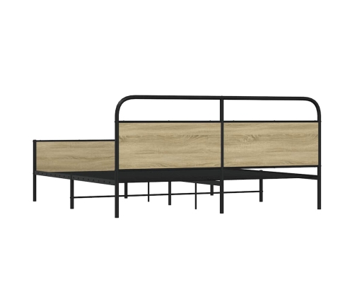 Estructura de cama sin colchón metal roble Sonoma 183x213 cm