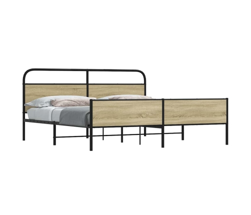 Estructura de cama sin colchón metal roble Sonoma 183x213 cm