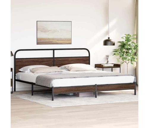 Estructura de cama sin colchón metal roble marrón 183x213 cm