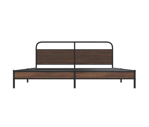 Estructura de cama sin colchón metal roble marrón 183x213 cm