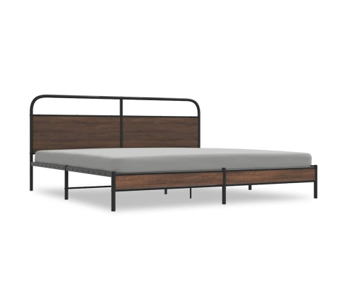 Estructura de cama sin colchón metal roble marrón 193x203 cm