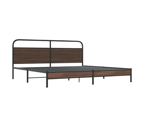 Estructura de cama sin colchón metal roble marrón 193x203 cm