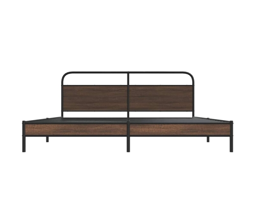 Estructura de cama sin colchón metal roble marrón 193x203 cm