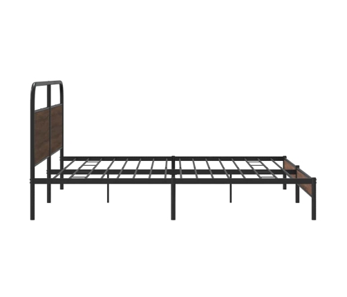 Estructura de cama sin colchón metal roble marrón 193x203 cm