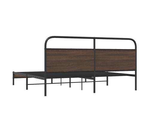 Estructura de cama sin colchón metal roble marrón 193x203 cm