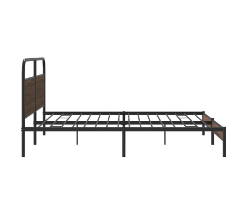 Estructura de cama sin colchón metal roble marrón 200x200 cm