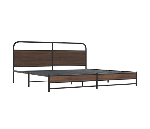 Estructura de cama sin colchón metal roble marrón 183x213 cm