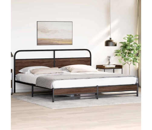 Estructura de cama sin colchón metal roble marrón 183x213 cm