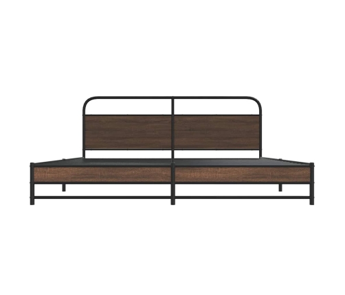 Estructura de cama sin colchón metal roble marrón 183x213 cm