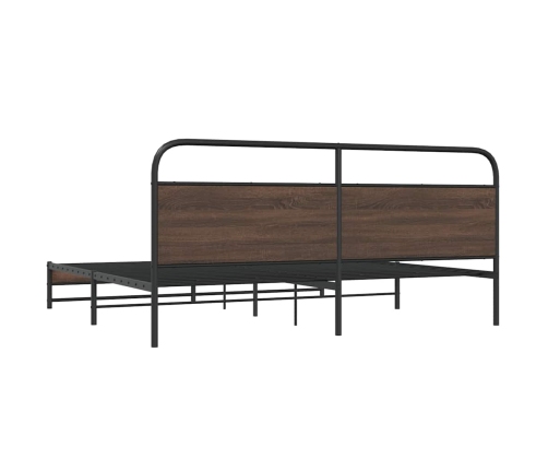 Estructura de cama sin colchón metal roble marrón 183x213 cm