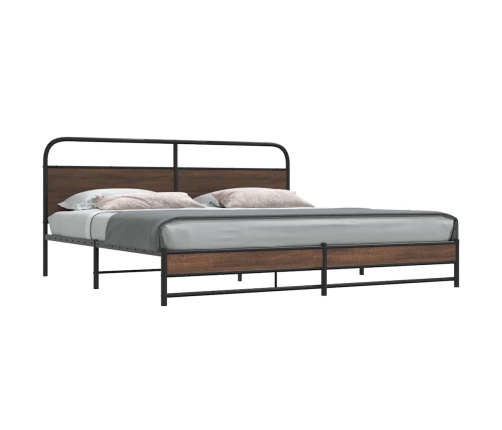 Estructura de cama sin colchón metal roble marrón 183x213 cm