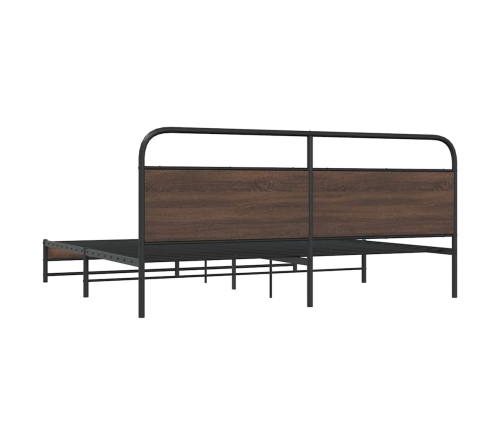 Estructura de cama sin colchón metal roble marrón 193x203 cm