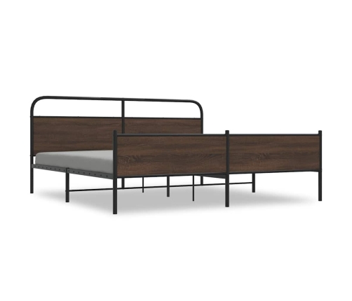 Estructura de cama sin colchón metal roble marrón 193x203 cm