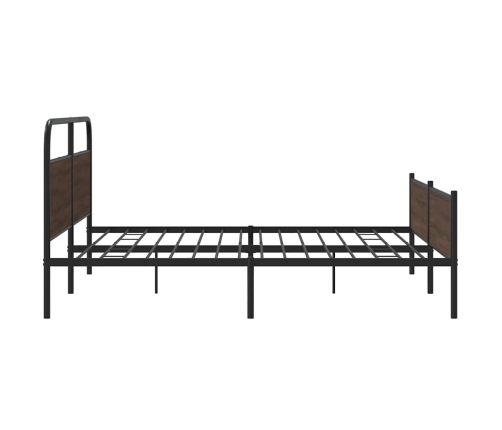 Estructura de cama sin colchón metal roble marrón 193x203 cm