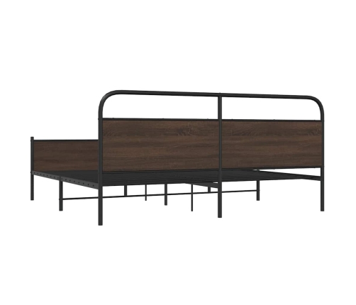 Estructura de cama sin colchón metal roble marrón 193x203 cm