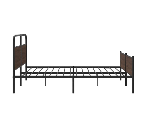 Estructura de cama sin colchón metal roble marrón 200x200 cm