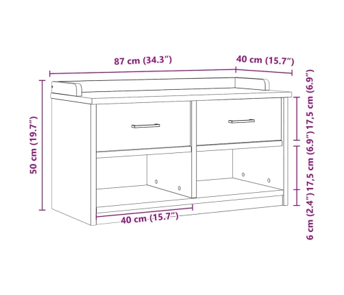 Banco de recibidor SANDNES madera maciza pino blanco 87x40x50cm