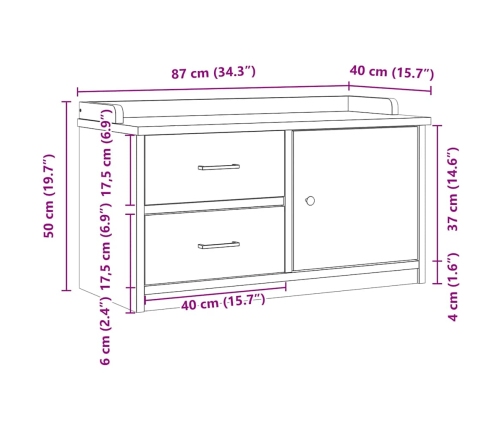 Banco de recibidor SANDNES madera maciza de pino 87x40x50 cm