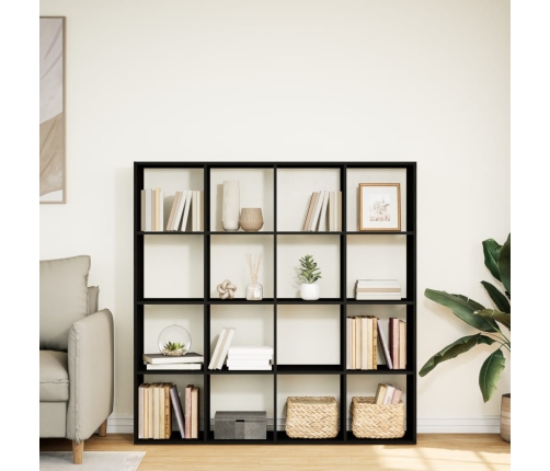 Estantería librería madera ingeniería negra 137,5x29x137,5 cm
